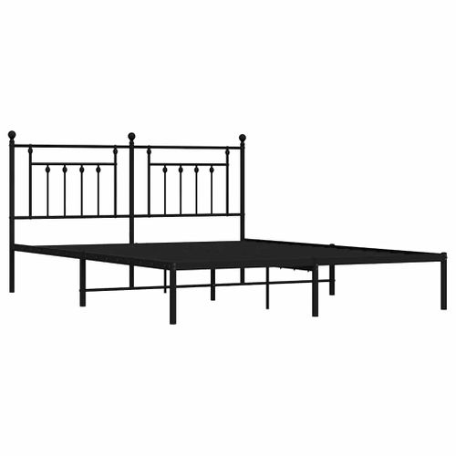 Cadre De Lit Métal Sans Matelas Avec Tête De Lit Noir 183x213cm