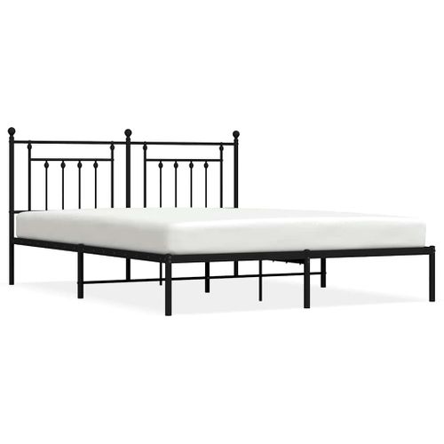 Cadre De Lit Métal Sans Matelas Avec Tête De Lit Noir 183x213cm