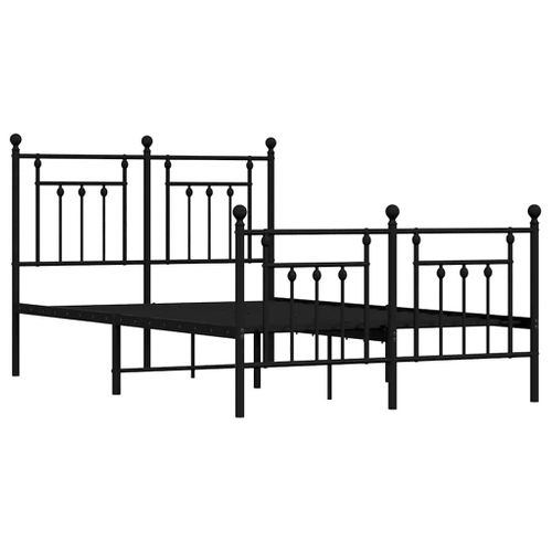 Cadre De Lit Métal Sans Matelas Avec Pied De Lit Noir 120x190cm