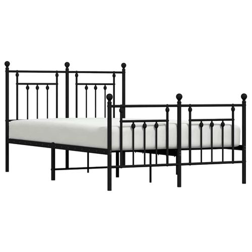 Cadre De Lit Métal Sans Matelas Avec Pied De Lit Noir 135x190cm