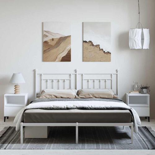 Cadre De Lit Métal Sans Matelas Et Tête De Lit Blanc 183x213 Cm