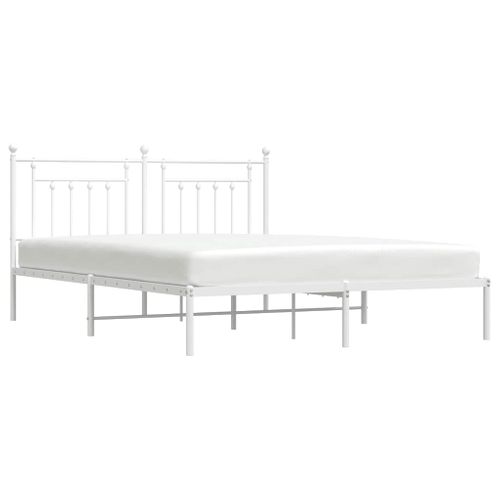 Cadre De Lit Métal Sans Matelas Et Tête De Lit Blanc 183x213 Cm