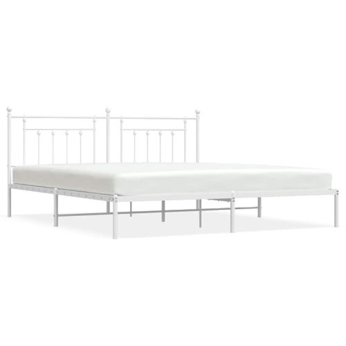 Cadre De Lit Métal Sans Matelas Et Tête De Lit Blanc 193x203 Cm