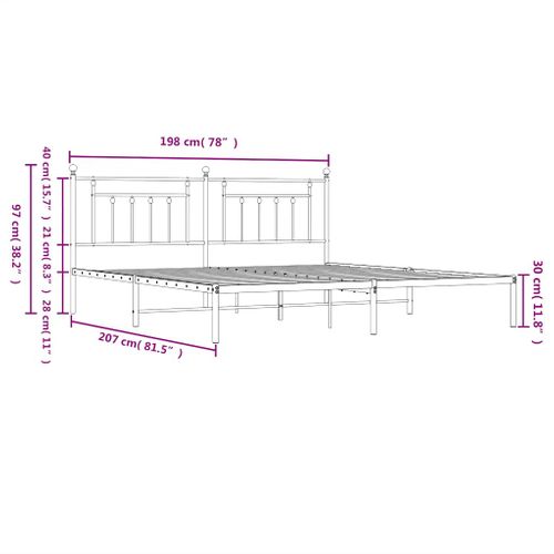 Cadre De Lit Métal Sans Matelas Et Tête De Lit Blanc 193x203 Cm