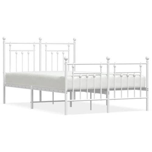 Cadre De Lit Métal Sans Matelas Et Pied De Lit Blanc 135x190 Cm