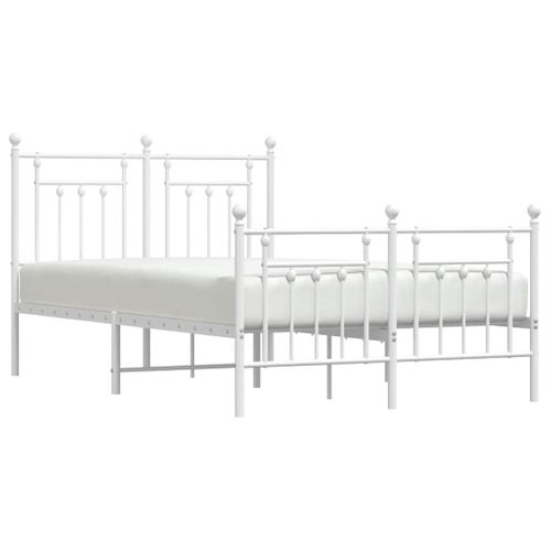 Cadre De Lit Métal Sans Matelas Et Pied De Lit Blanc 135x190 Cm