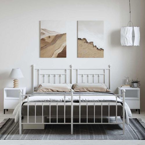 Cadre De Lit Métal Sans Matelas Et Pied De Lit Blanc 183x213 Cm