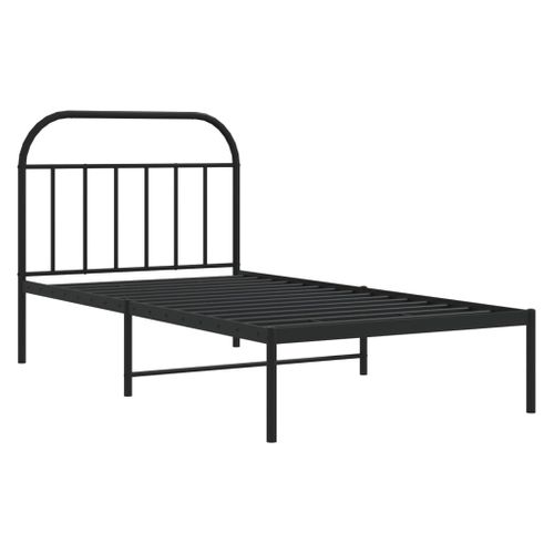Cadre De Lit Métal Sans Matelas Avec Tête De Lit Noir 107x203cm