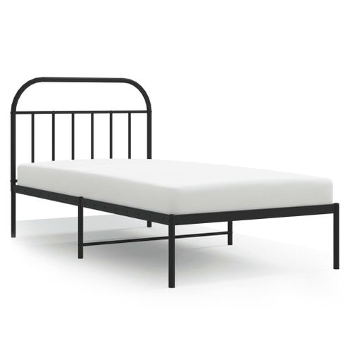 Cadre De Lit Métal Sans Matelas Avec Tête De Lit Noir 107x203cm