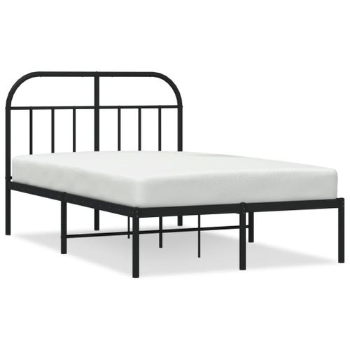 Cadre De Lit Métal Sans Matelas Avec Tête De Lit Noir 120x190cm