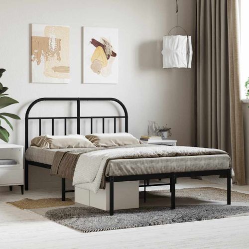 Cadre De Lit Métal Sans Matelas Avec Tête De Lit Noir 120x200cm