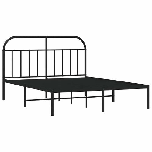 Cadre De Lit Métal Sans Matelas Avec Tête De Lit Noir 150x200cm