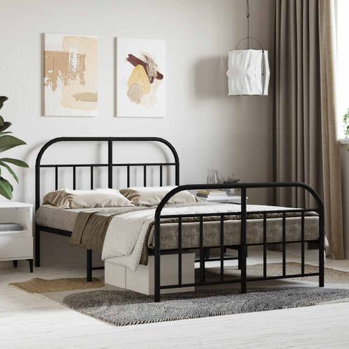 Cadre De Lit Métal Sans Matelas Avec Pied De Lit Noir 120x190cm