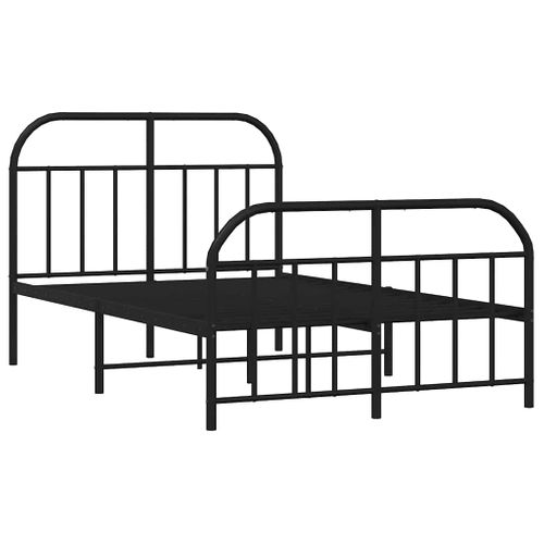 Cadre De Lit Métal Sans Matelas Avec Pied De Lit Noir 120x190cm
