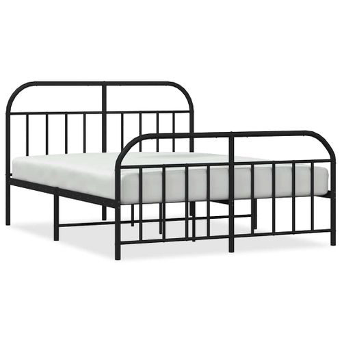 Cadre De Lit Métal Sans Matelas Avec Pied De Lit Noir 135x190cm