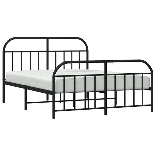 Cadre De Lit Métal Sans Matelas Avec Pied De Lit Noir 135x190cm