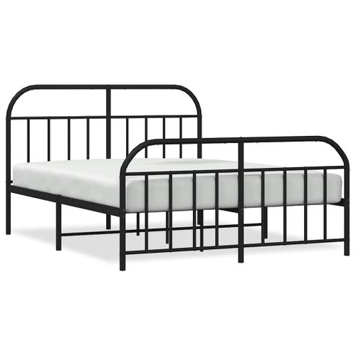 Cadre De Lit Métal Sans Matelas Avec Pied De Lit Noir 160x200cm