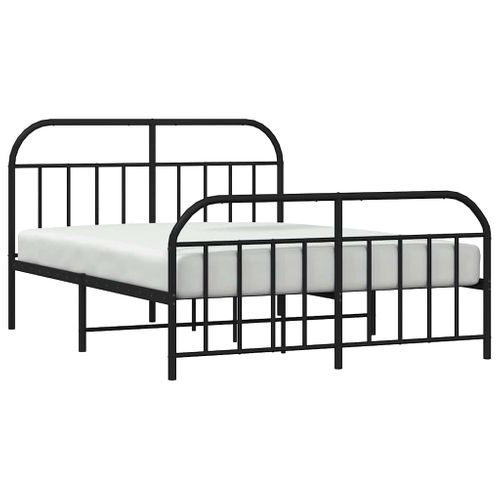 Cadre De Lit Métal Sans Matelas Avec Pied De Lit Noir 183x213cm