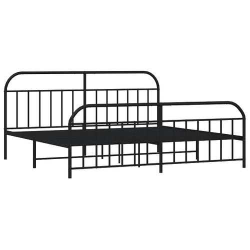 Cadre De Lit Métal Sans Matelas Avec Pied De Lit Noir 193x203cm