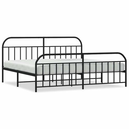 Cadre De Lit Métal Sans Matelas Avec Pied De Lit Noir 193x203cm