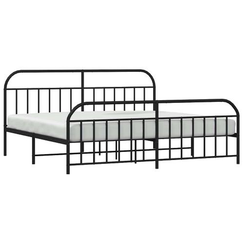 Cadre De Lit Métal Sans Matelas Avec Pied De Lit Noir 193x203cm