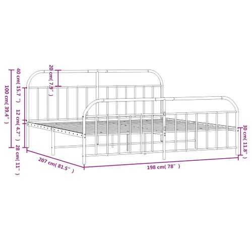 Cadre De Lit Métal Sans Matelas Avec Pied De Lit Noir 193x203cm
