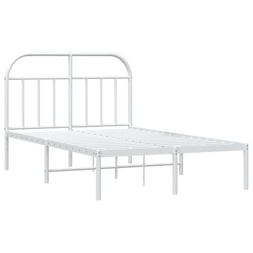 Cadre De Lit Métal Sans Matelas Et Tête De Lit Blanc 120x190 Cm