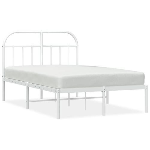 Cadre De Lit Métal Sans Matelas Et Tête De Lit Blanc 120x190 Cm