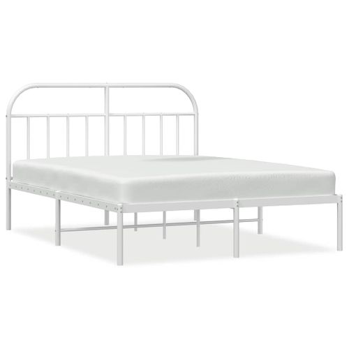 Cadre De Lit Métal Sans Matelas Et Tête De Lit Blanc 183x213 Cm