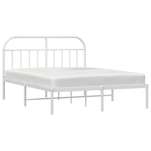 Cadre De Lit Métal Sans Matelas Et Tête De Lit Blanc 183x213 Cm