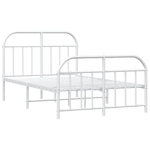Cadre De Lit Métal Sans Matelas Et Pied De Lit Blanc 120x190 Cm