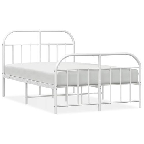 Cadre De Lit Métal Sans Matelas Et Pied De Lit Blanc 120x190 Cm
