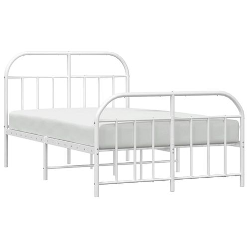 Cadre De Lit Métal Sans Matelas Et Pied De Lit Blanc 120x190 Cm
