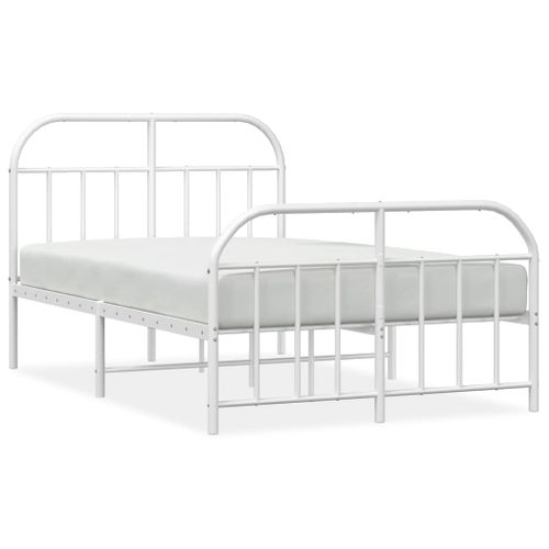Cadre De Lit Métal Sans Matelas Et Pied De Lit Blanc 120x200 Cm