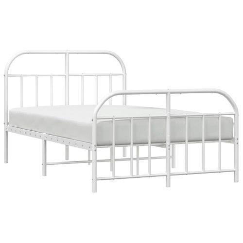 Cadre De Lit Métal Sans Matelas Et Pied De Lit Blanc 120x200 Cm
