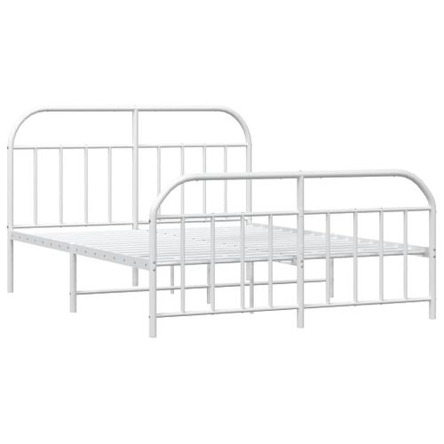 Cadre De Lit Métal Sans Matelas Et Pied De Lit Blanc 135x190 Cm