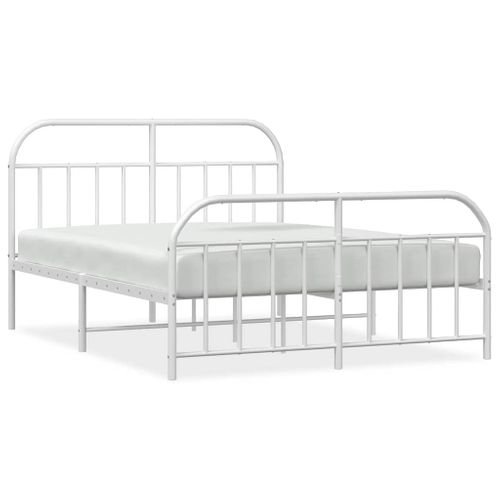 Cadre De Lit Métal Sans Matelas Et Pied De Lit Blanc 135x190 Cm