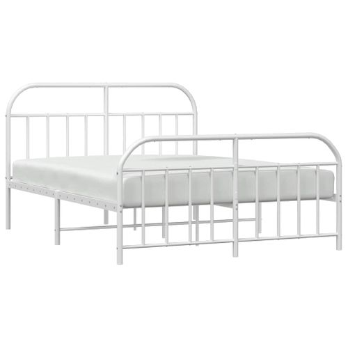 Cadre De Lit Métal Sans Matelas Et Pied De Lit Blanc 135x190 Cm