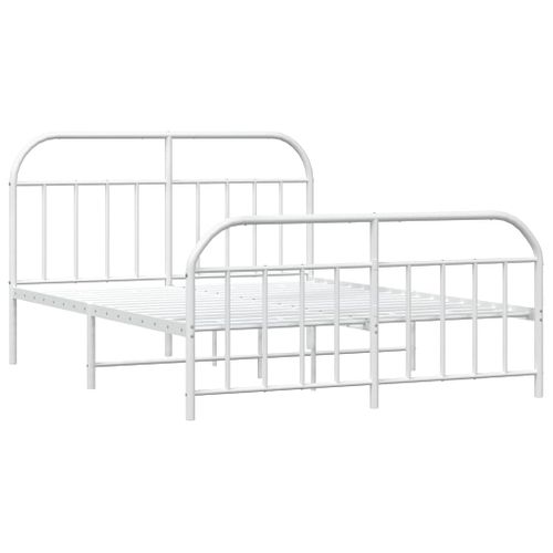 Cadre De Lit Métal Sans Matelas Et Pied De Lit Blanc 183x213 Cm