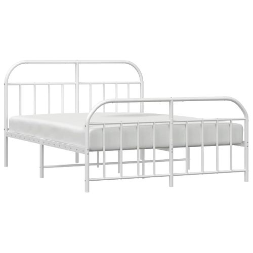 Cadre De Lit Métal Sans Matelas Et Pied De Lit Blanc 183x213 Cm
