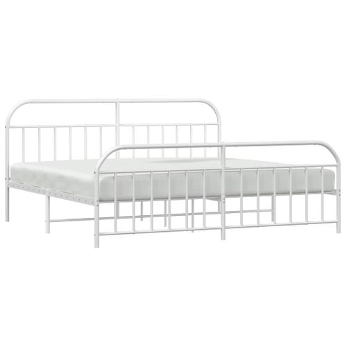 Cadre De Lit Métal Sans Matelas Et Pied De Lit Blanc 200x200 Cm