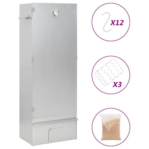 Fumoir Barbecue Avec Tiroir Et Accessoires Acier Galvanisé 44,5x29x110 Cm