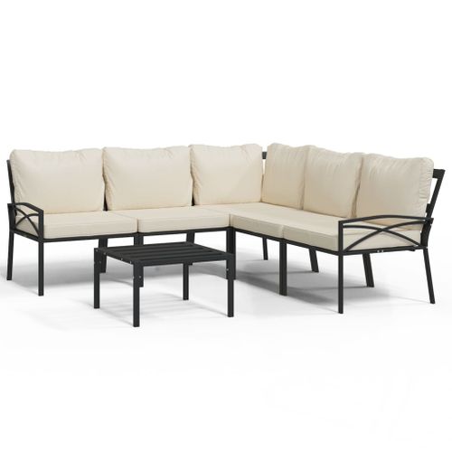 Salon De Jardin 6 Pièces Avec Coussins Sable Acier