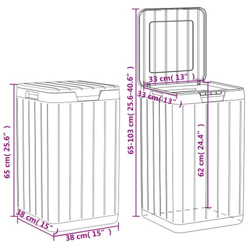 Poubelle D'extérieur Marron 38x38x65 Cm Pp