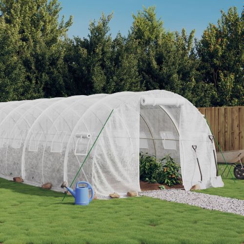 Serre Avec Cadre En Acier Blanc 42 M² 14x3x2 M