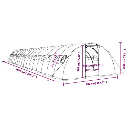 Serre Avec Cadre En Acier Vert 72 M² 18x4x2 M