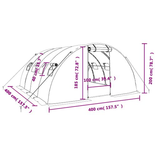 Serre Avec Cadre En Acier Blanc 16 M² 4x4x2 M