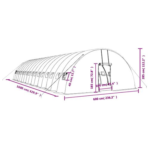 Serre Avec Cadre En Acier Vert 96 M² 16x6x2,85 M