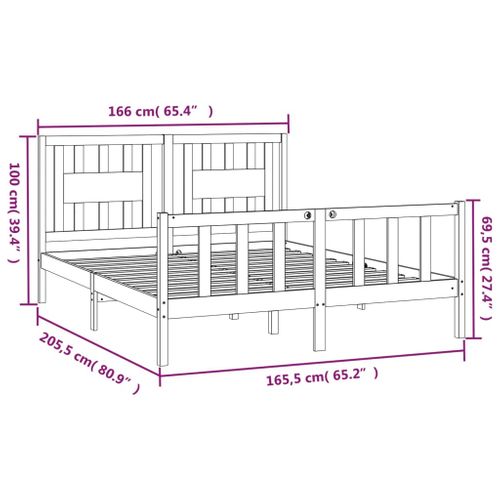 Cadre De Lit Sans Matelas Bois Massif De Pin 160x200 Cm