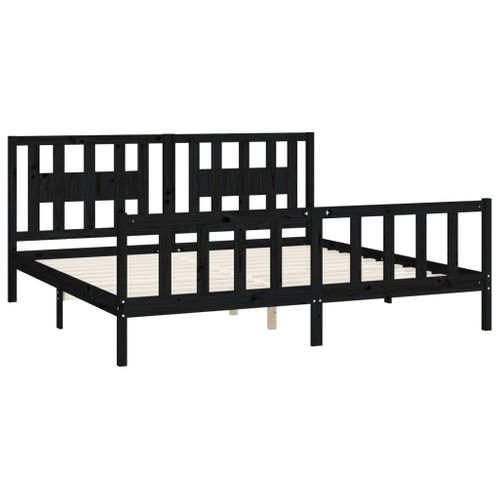 Cadre De Lit Sans Matelas Noir Bois Massif De Pin 200x200 Cm